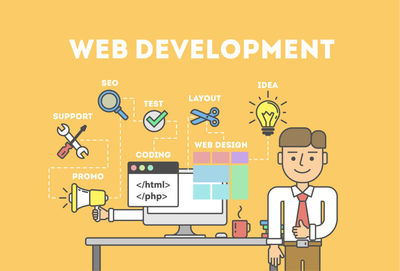 抽象矢量現(xiàn)代網(wǎng)頁開發(fā)主題的插圖設(shè)計