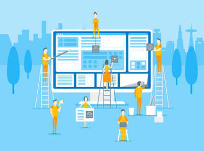 網頁開發(fā)者, 海報上的矢量插圖