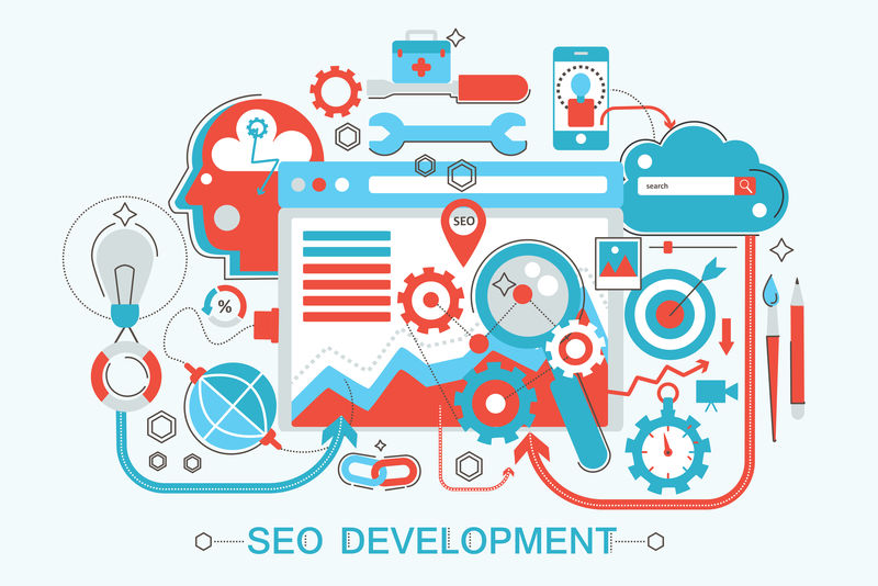 現代平面細線設計網頁橫幅網站,介紹,傳單和海報的網頁開發概念。